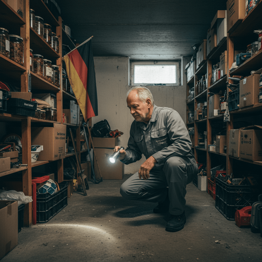 Erfahrener Schädlingsbekämpfer bei der Arbeit in einem Keller